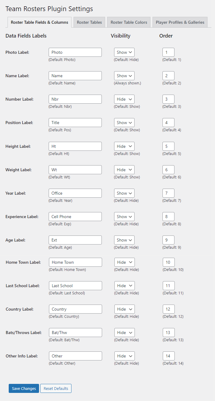 Settings – Roster Table Fields & Columns | Shoal Summit Solutions